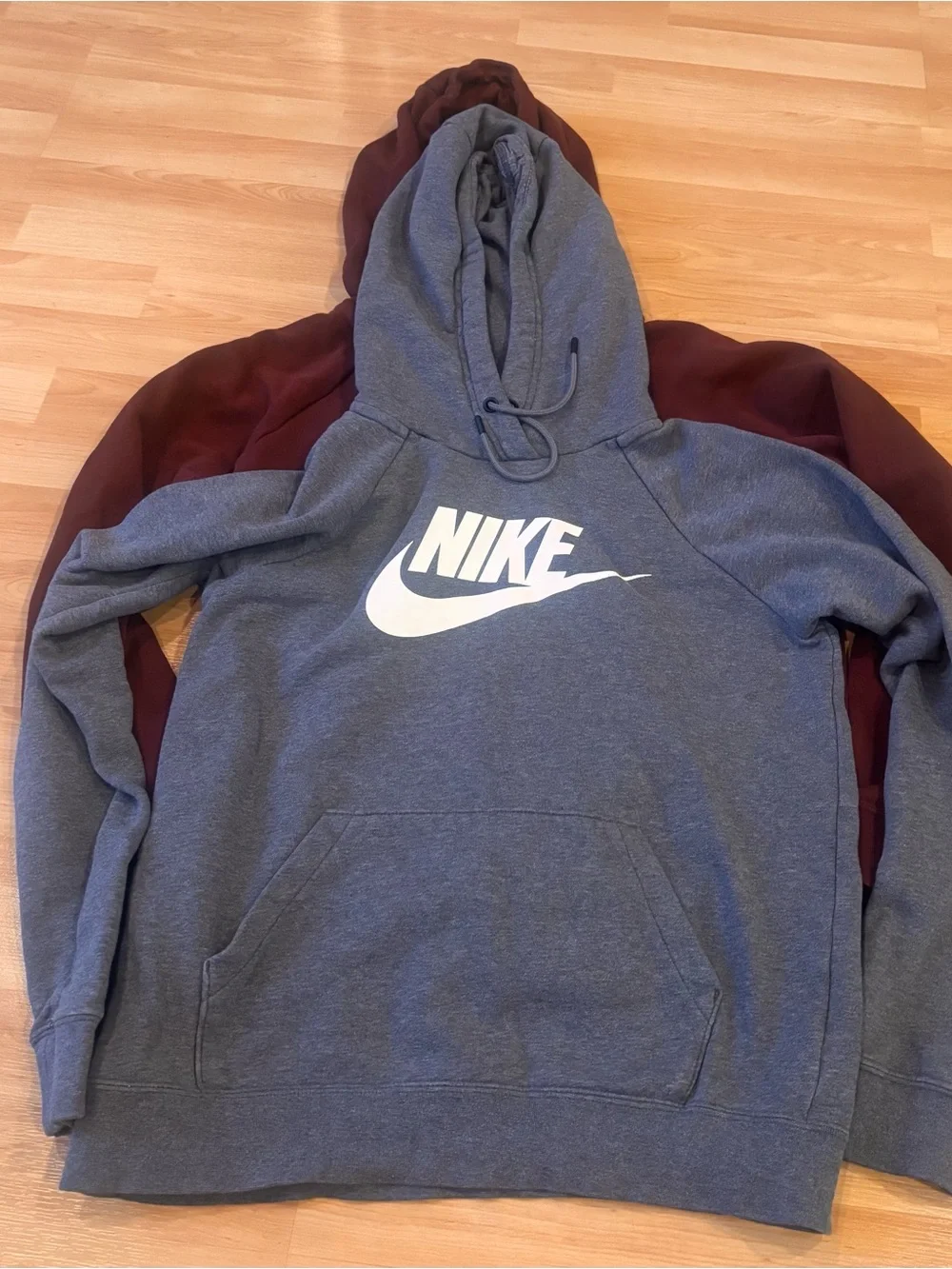 Nike  Gray and  Burgundy Logo Hoodie Sweatshirts - Bundle of 2